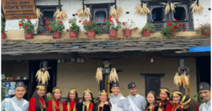 In traditional attire in ghandruk village during ghandruk trek.